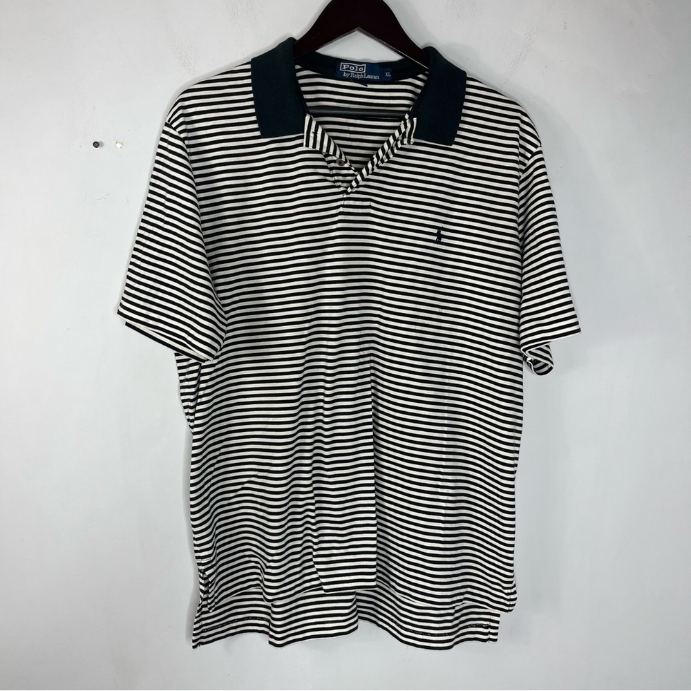 Polo Ralph Lauren Size XL Men's Black White Stripe Cotton Polo